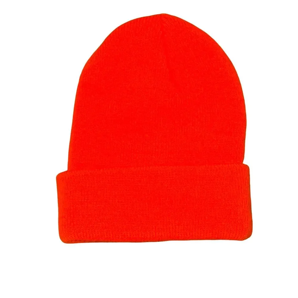 Carhartt Knit Cuffed Beanie Toddler OSFM Bright Orange Ribbed Logo Patch